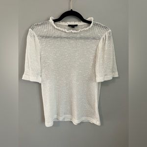J. Crew pointelle puff sleeve top. Off white. Size M. EUC!